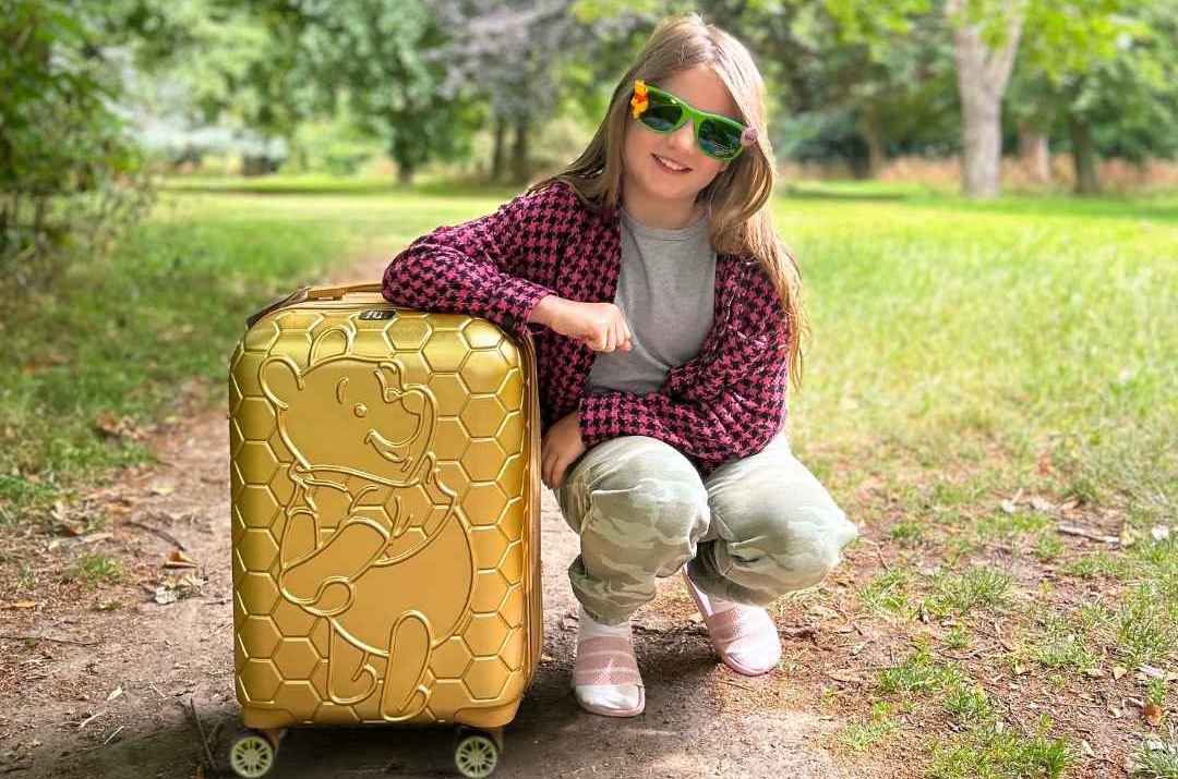 Winnie The Pooh Rolling Luggage Gold Carry On Spinner Suitcase