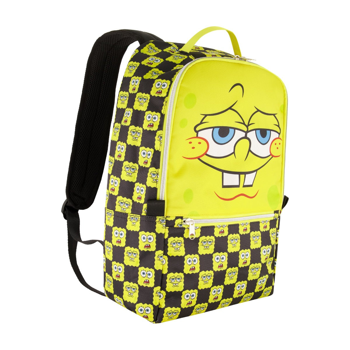 Yellow and black checkered Spongebob Squarepants big face backpack - best backpacks for kids and adults