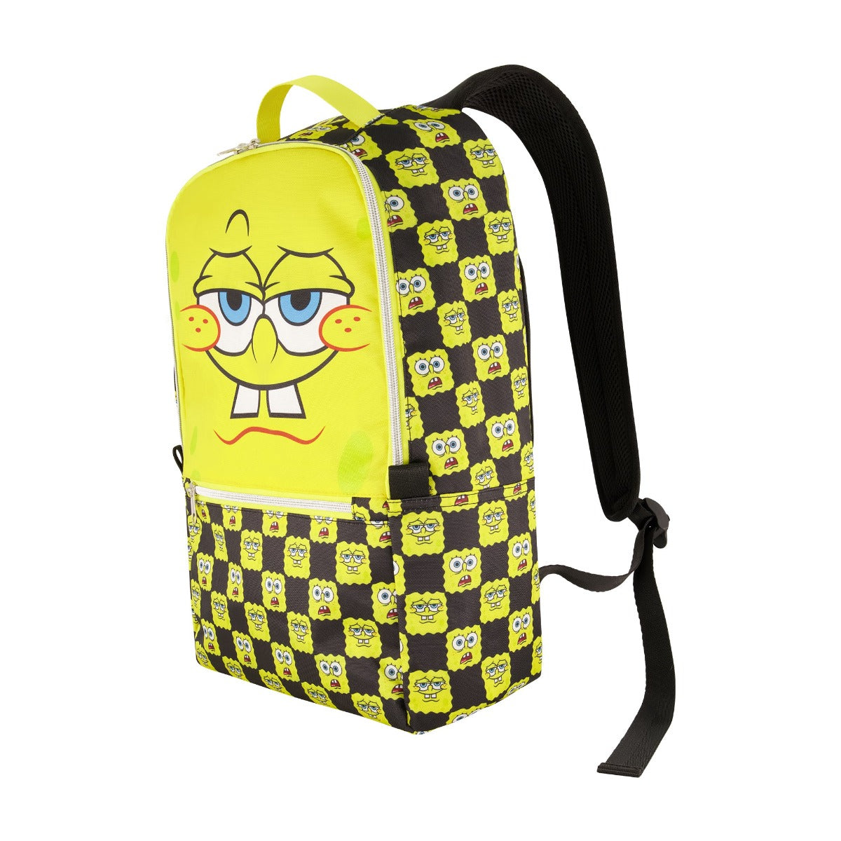 Yellow and black checkered Spongebob Squarepants big face backpack backpacks