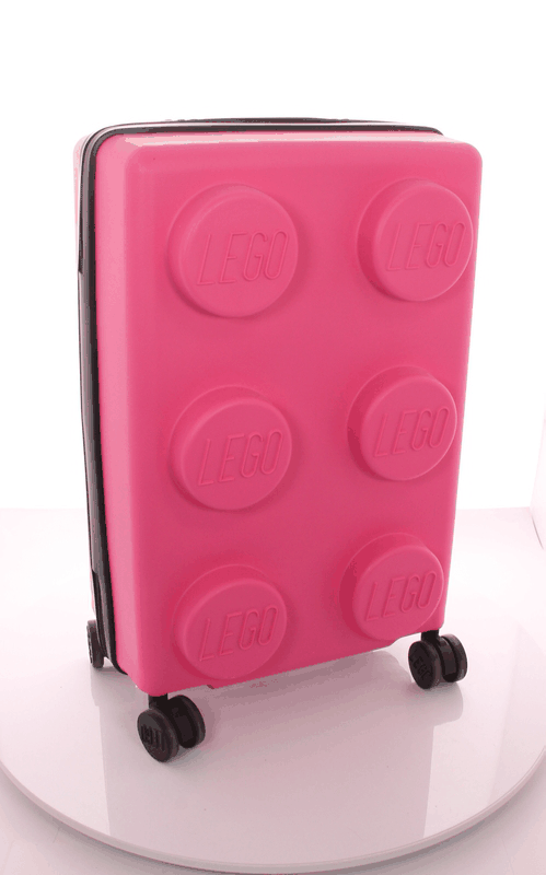 Pink Lego Signature Brick 2X3 trolley expandable 22" suitcase - best carry-on rolling luggage