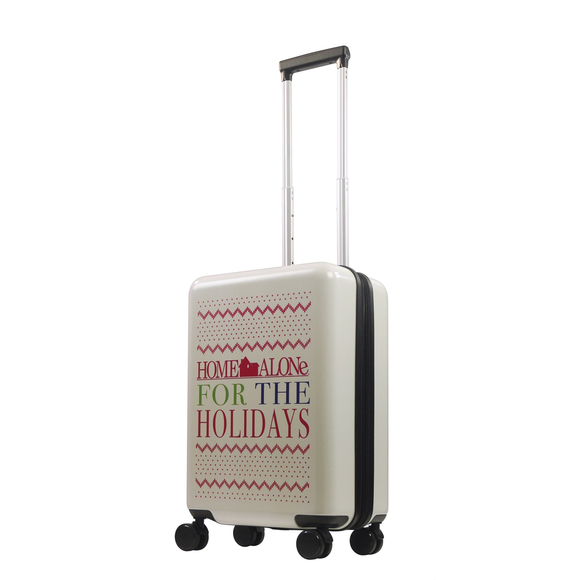 Home Alone Ful 22.5" Carry-On Home Alone For the Holidays logo White Spinner Suitcase Hard Side Rolling Luggage