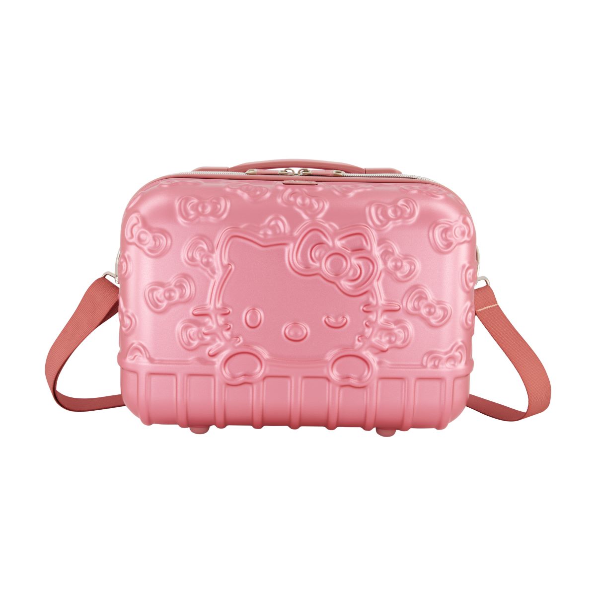 Sanrio Hello Kitty - Pink Molded Carry-on Train Case Luggage with shoulder and trolly strap