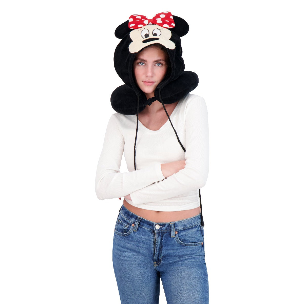 Black Ful Disney Minnie Mouse hoodie travel pillow - best hooded neck pillows for adults and children