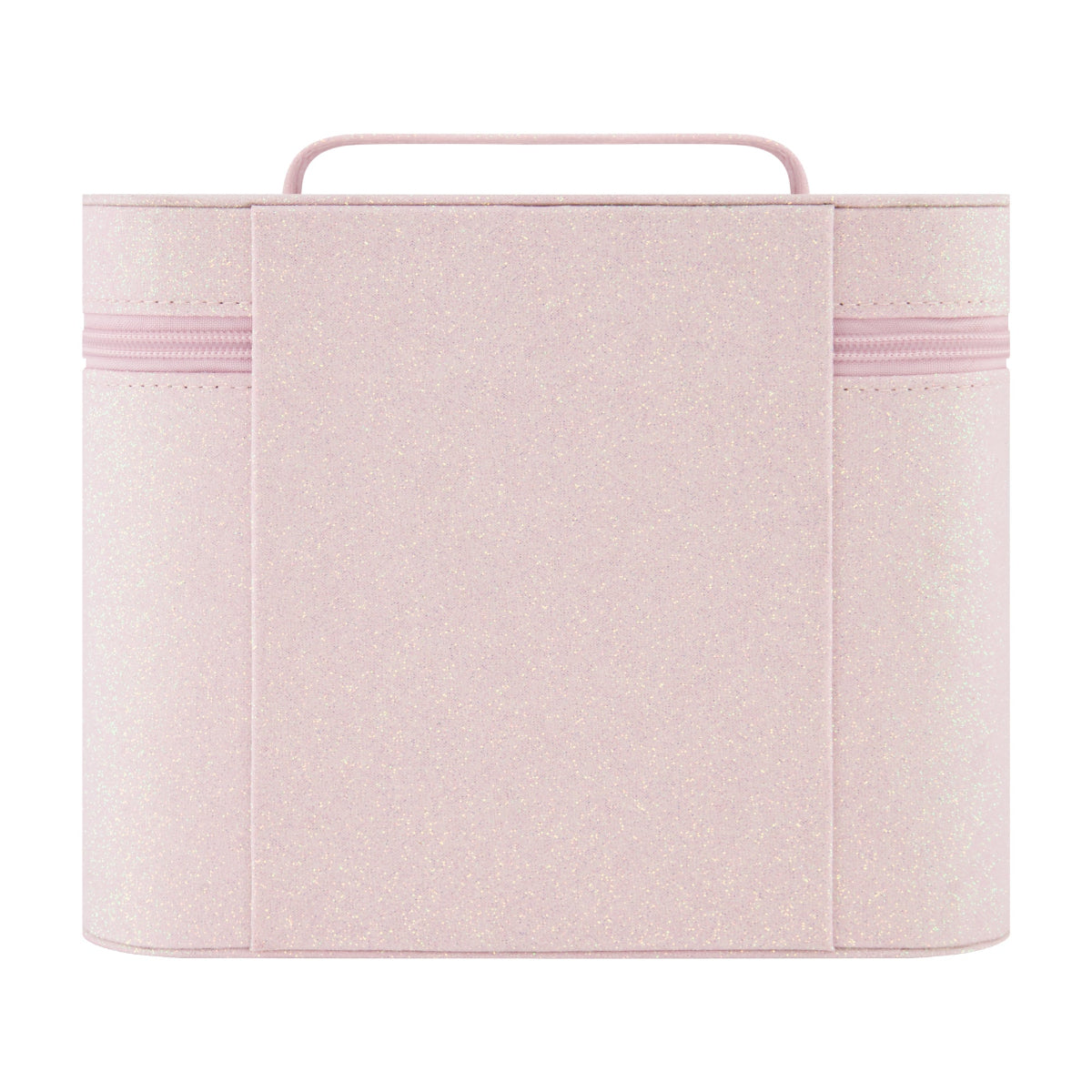 Barbie large cosmetic case organizer! Featuring a glittery light pink exterior and a bold chenille-textured Barbie logo