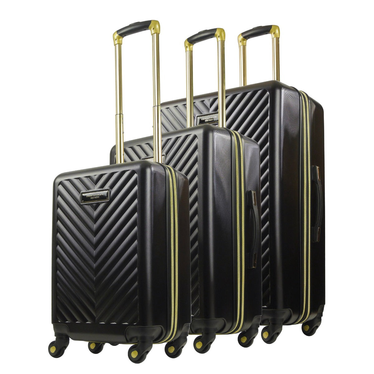 Christian Siriano Addie 3 piece luggage set black - best suitcases for travel