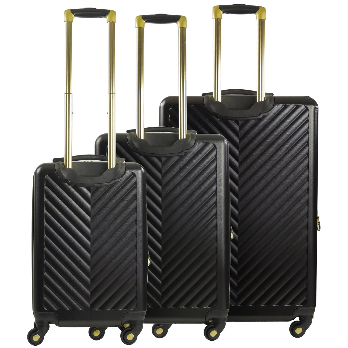 Christian Siriano Addie 3 piece hardside spinner luggage set black - best durable travel suitcases
