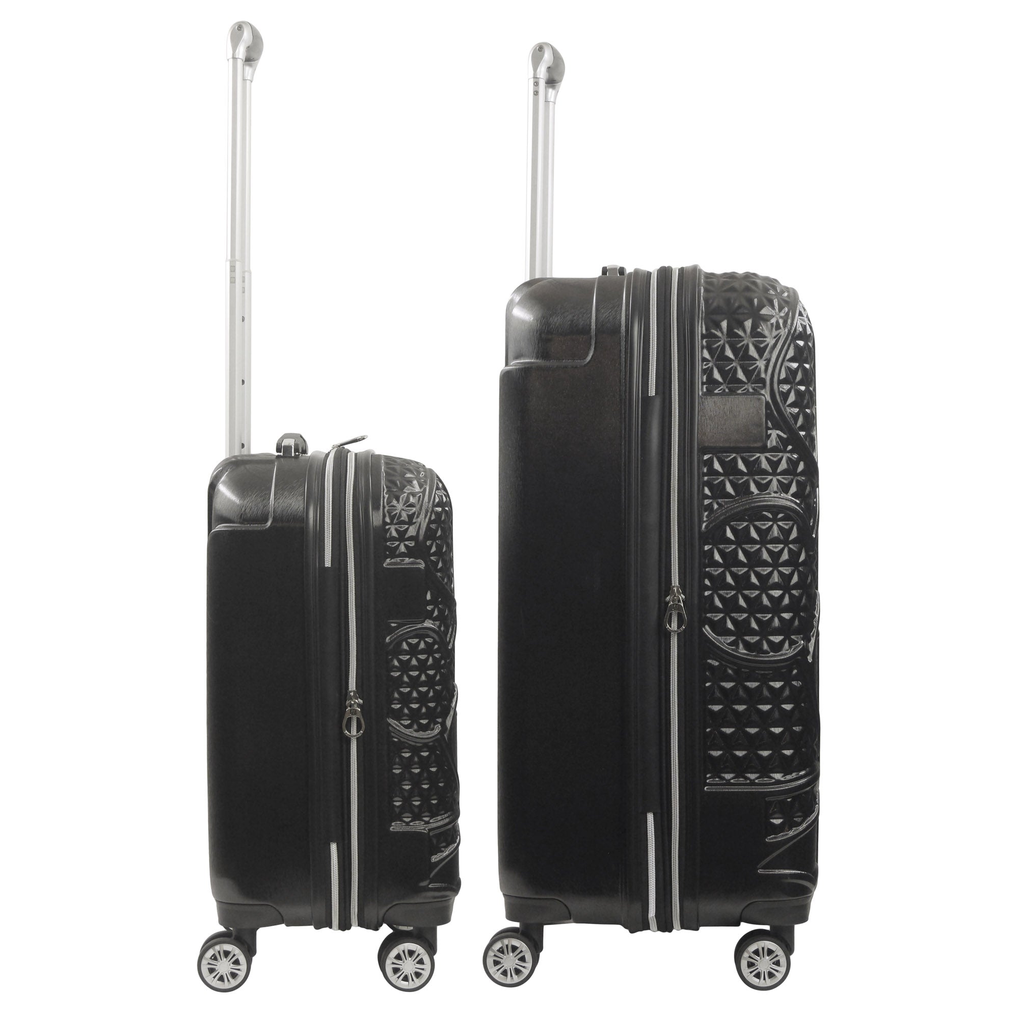 Black Disney Mickey Mouse hard-sided 2 piece rolling luggage set 8 spinner wheel telescopic handle zipper
