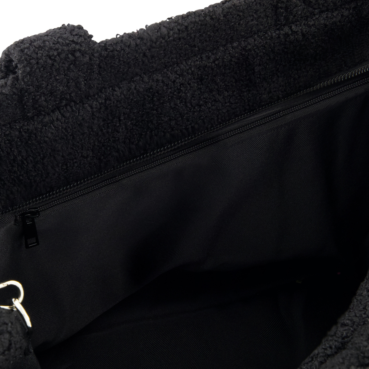 Peanuts Snoopy Black Sherpa Tote Bag with Trolley Strap and interior zip pocket