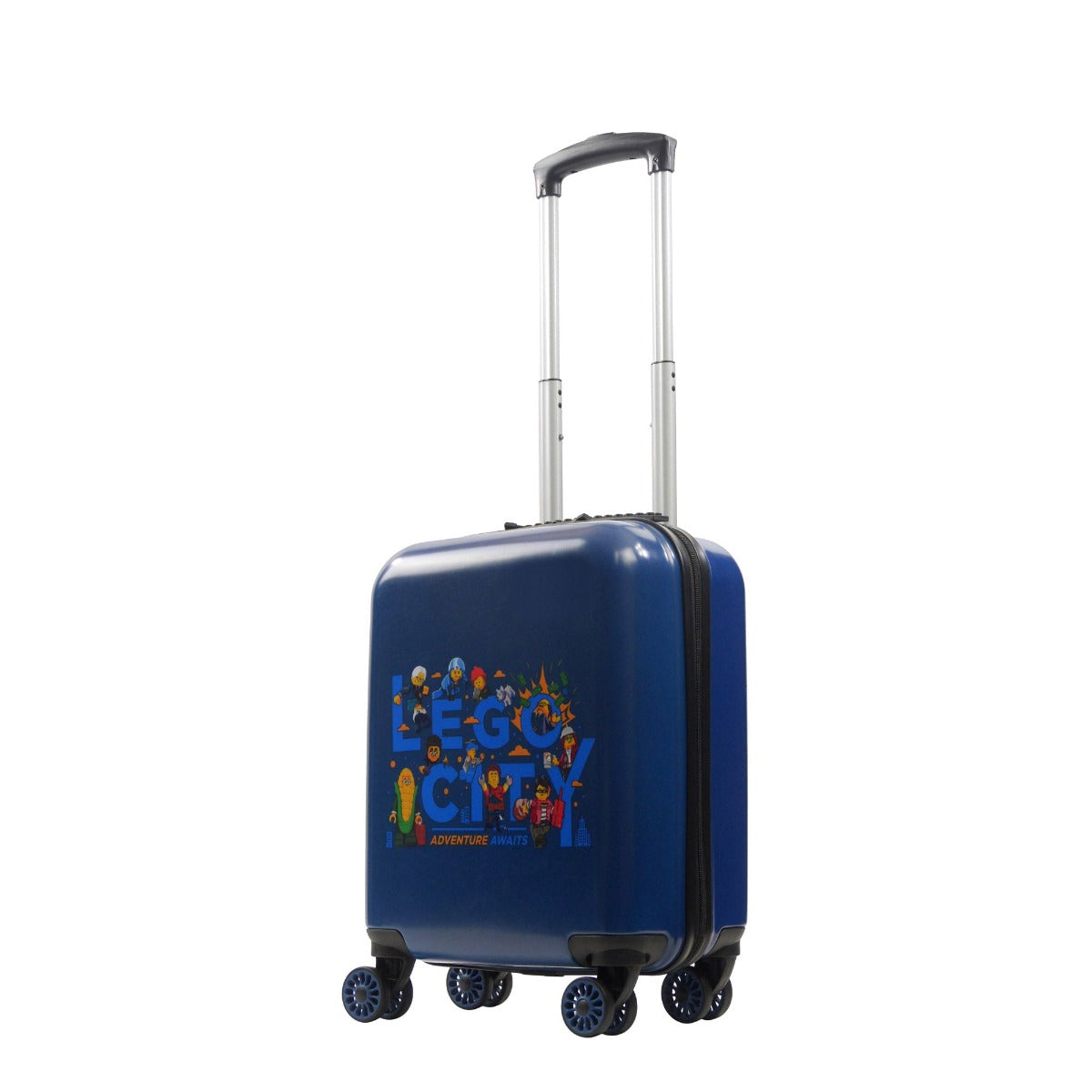 Blue Playdate Lego City Awaits 18" kids carry-on rolling luggage spinner suitcase