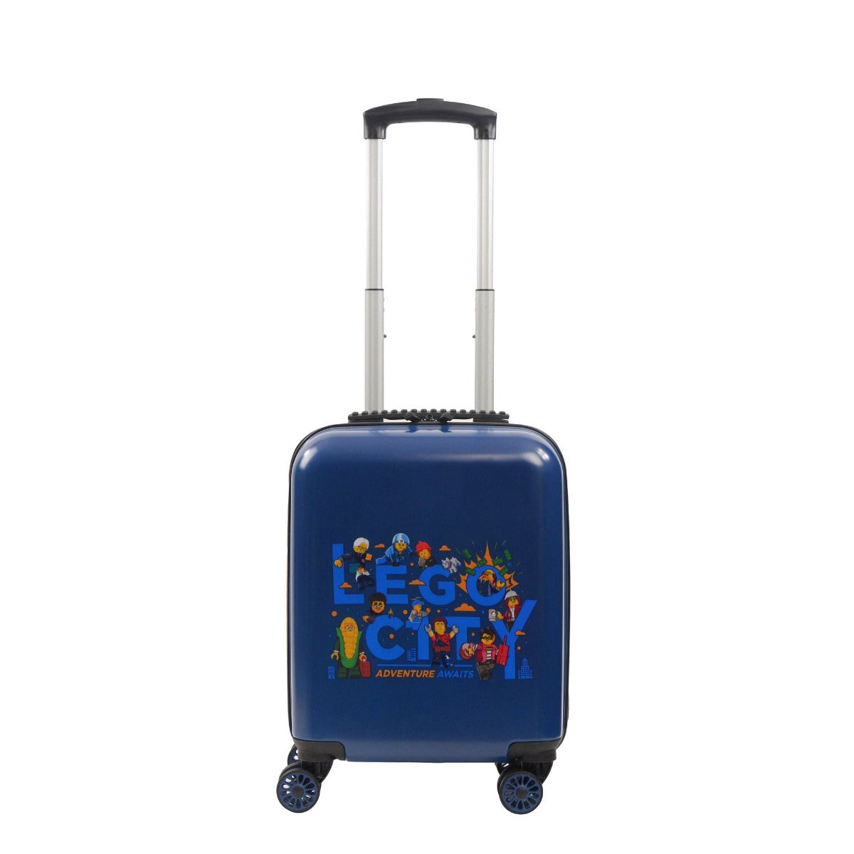 Blue Playdate Lego City Awaits 18-inch carry-on spinner suitcase for kids