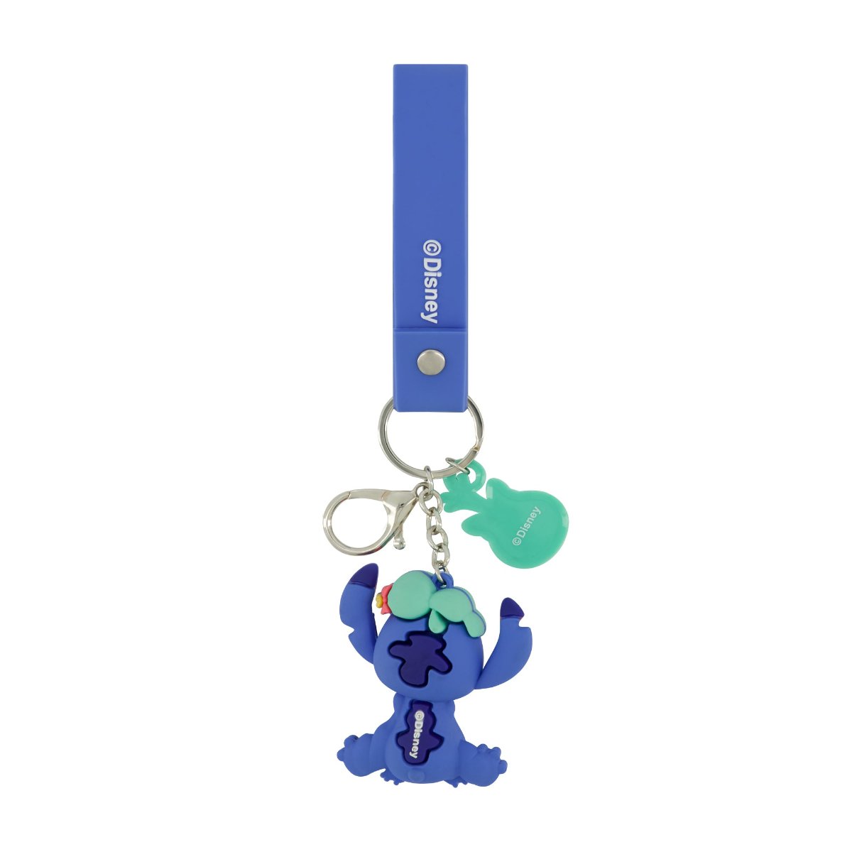 Blue Disney lanyard keychain set featuring Stitch and Scrump offering a fun accessory to keep your keys, ID, or small items organized and easily accessible.