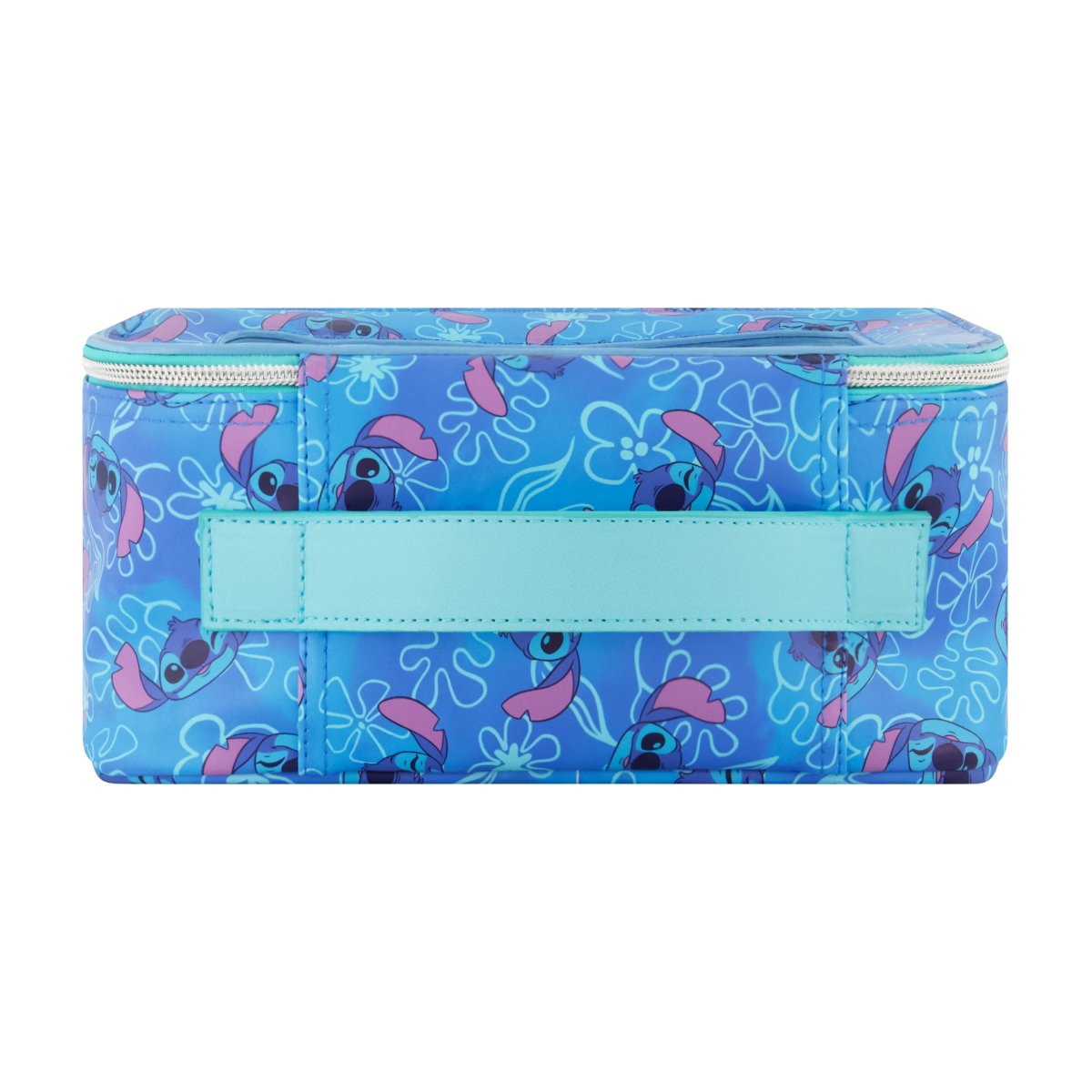 Blue Disney 2-Piece Travel Cosmetic Case Set, featuring the Stitch includes a large cosmetic case and a smaller pouch, both adorned with a playful all-over Stitch print. Both pieces are perfect for keeping your beauty essentials, toiletries, and accessories organized on the go.