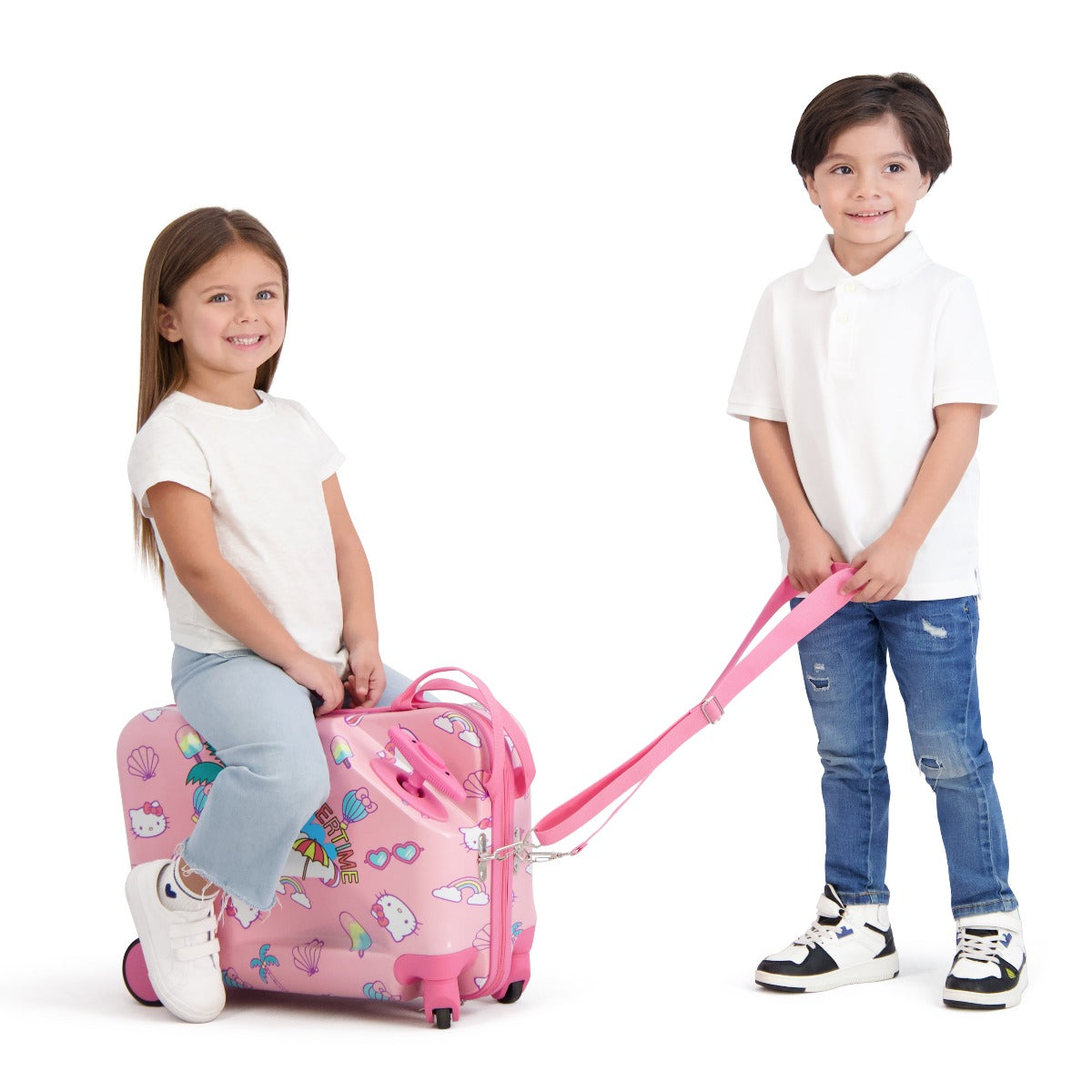 Pink Hello Kitty Summertime Ride-on 14.5" carry-on hardside spinner suitcase for kids