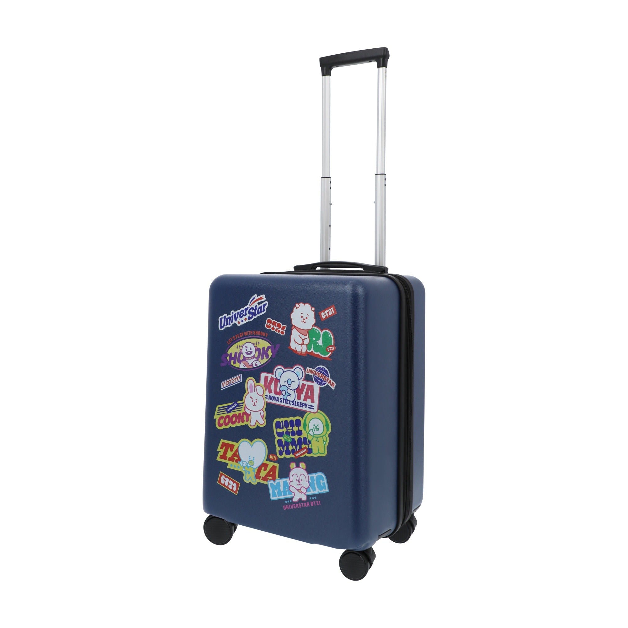 Navy blue BT21 22.5" carry-on spinner suitcase rolling luggage by Ful