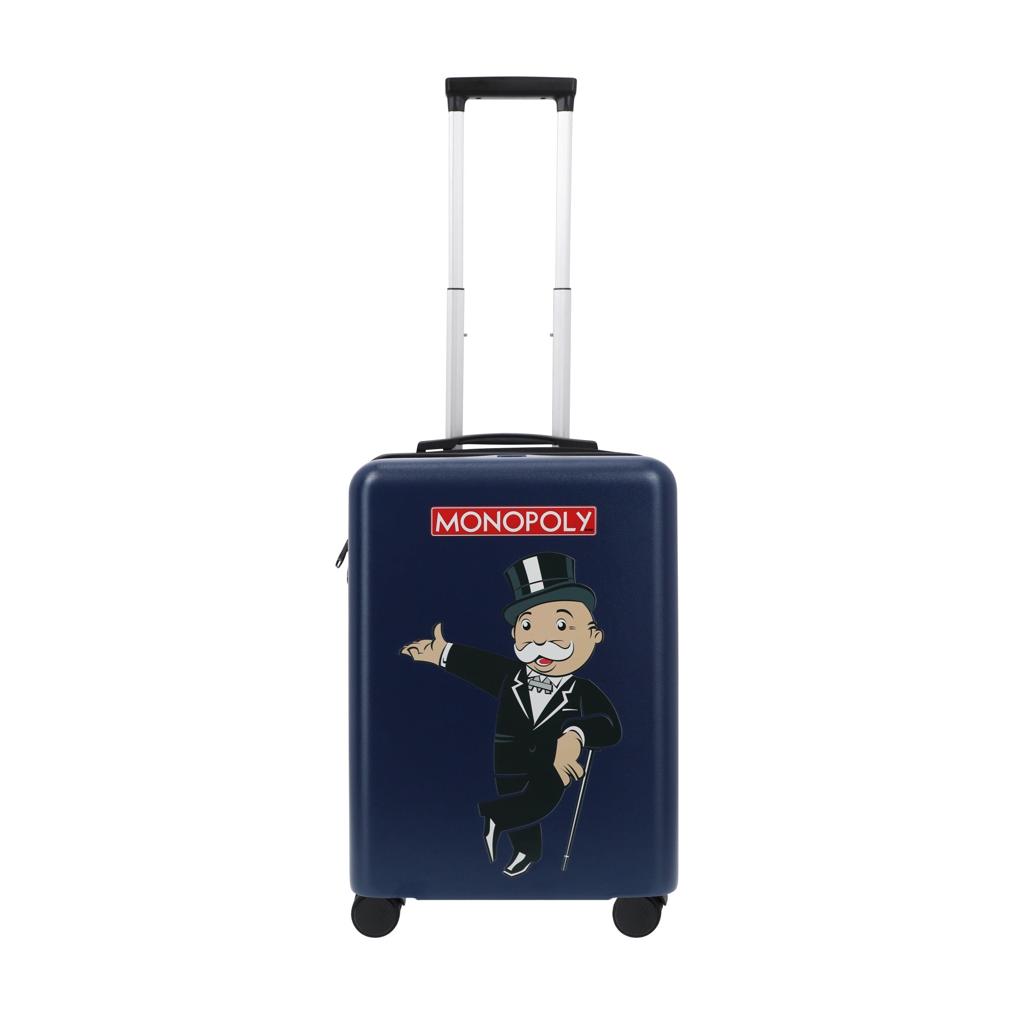 22.5" Navy blue Hasbro Monopoly carry-on spinner suitcase rolling luggage by Ful