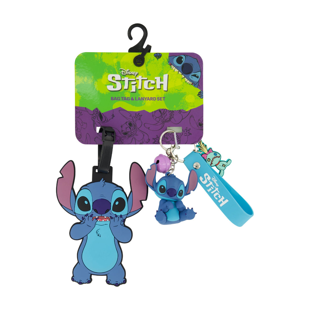 Disney Stitch & Scrump Blue Luggage Tag & Lanyard Set