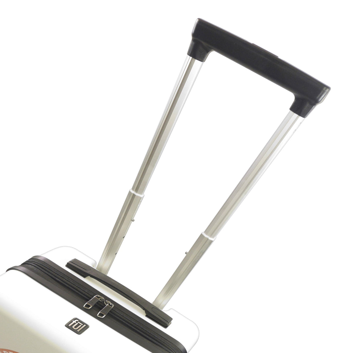 Officially licensed Disney Up 22.5" white carry-on suitcase illustrates the iconic house floating with balloons from the beloved Disney Pixar film Up.