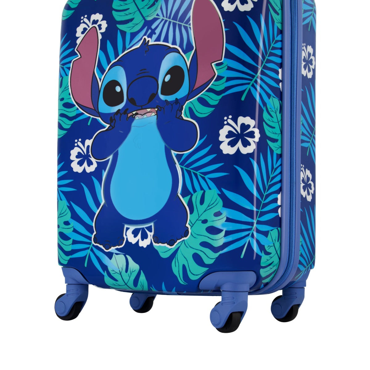 Blue Disney Ful Stitch tropical leaves - best 21 inch carry-on spinner suitcase
