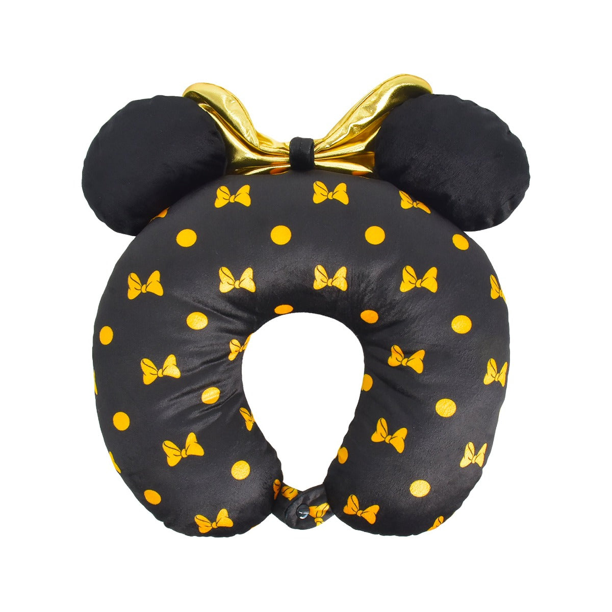 Disney Minnie Mouse black and gold with 3D ears and bow - best travel neck pillow
