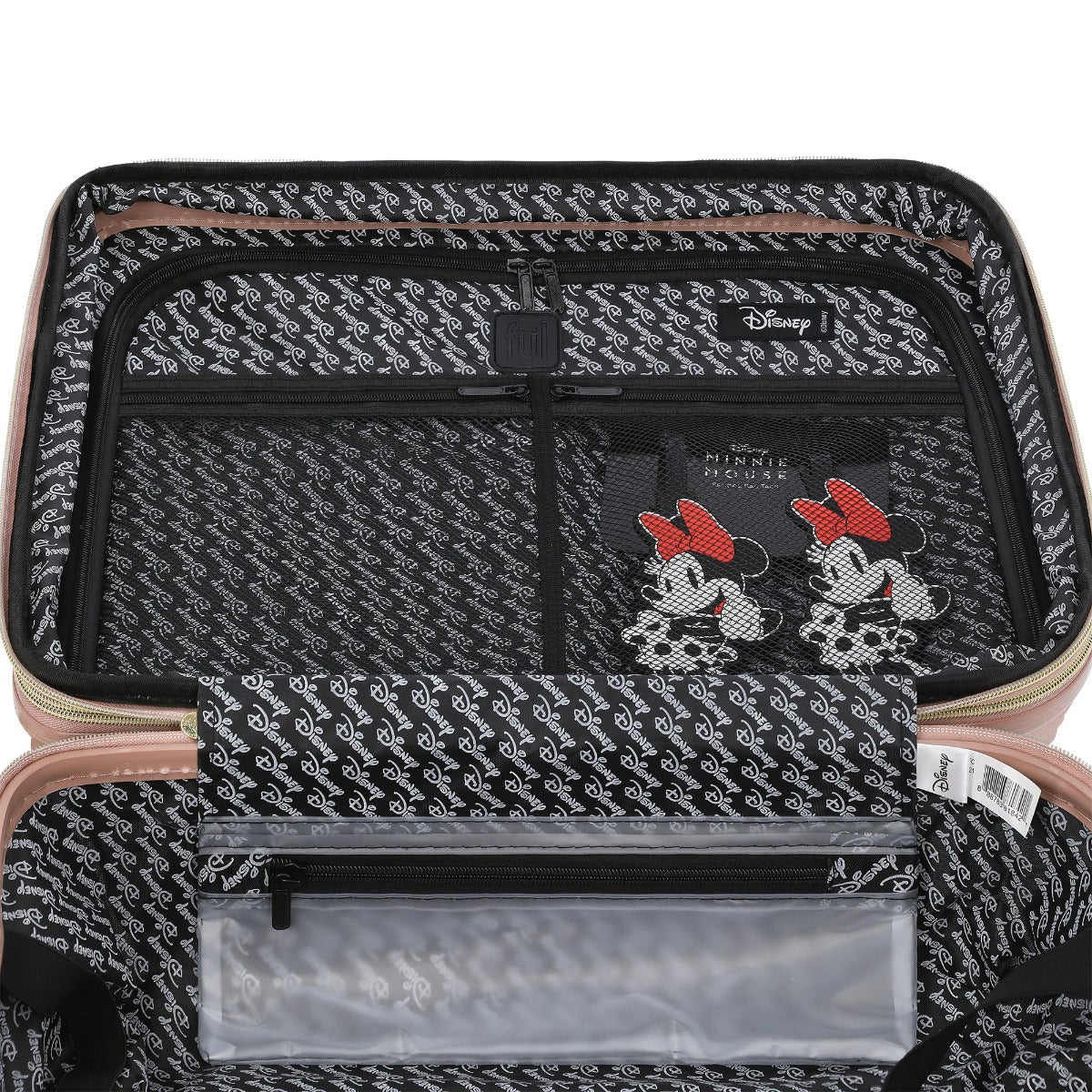Rose gold Ful Disney Minnie Mouse textured carry-on hardside spinner suitcase luggage 22.5" with 2 id tags - best suitcases for travel