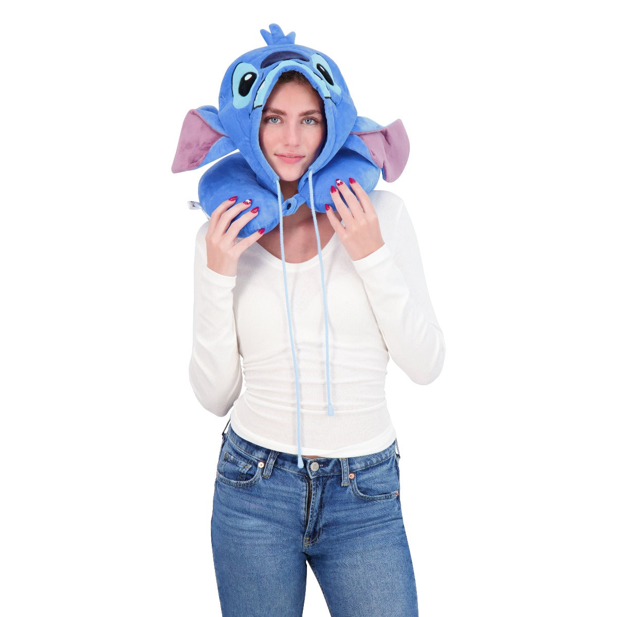 Blue Ful Disney Stitch hooded hoodie neck pillow - best travel pillows for adults and children