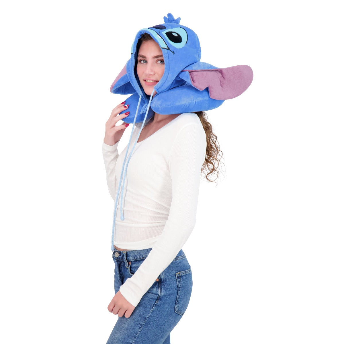 Blue Ful Disney Stitch hooded hoodie travel pillow - best neck pillows for traveling adults and kids
