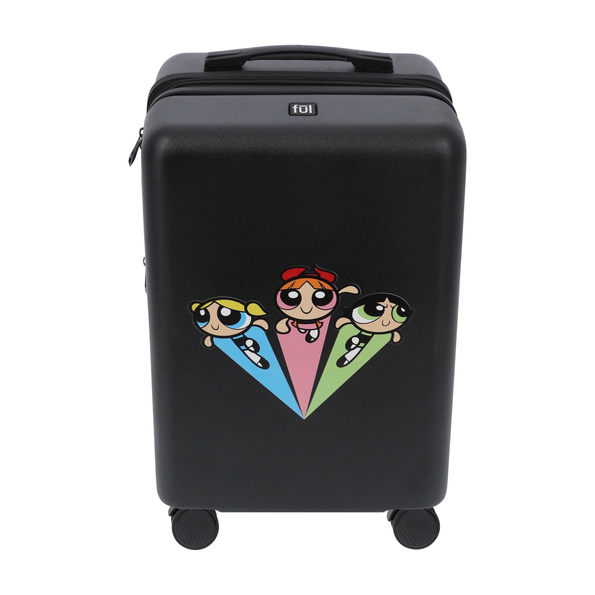 Black WB powerpuff girls 22.5" carry-on spinner suitcase rolling luggage by Ful