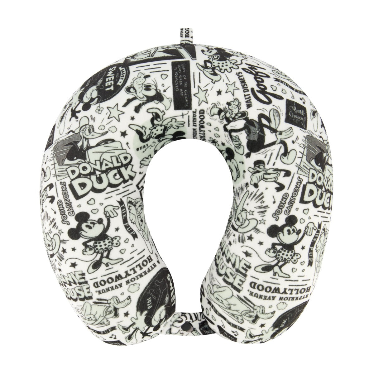 Ful Disney 100 year anniversary characters all over black and white travel neck pillow 