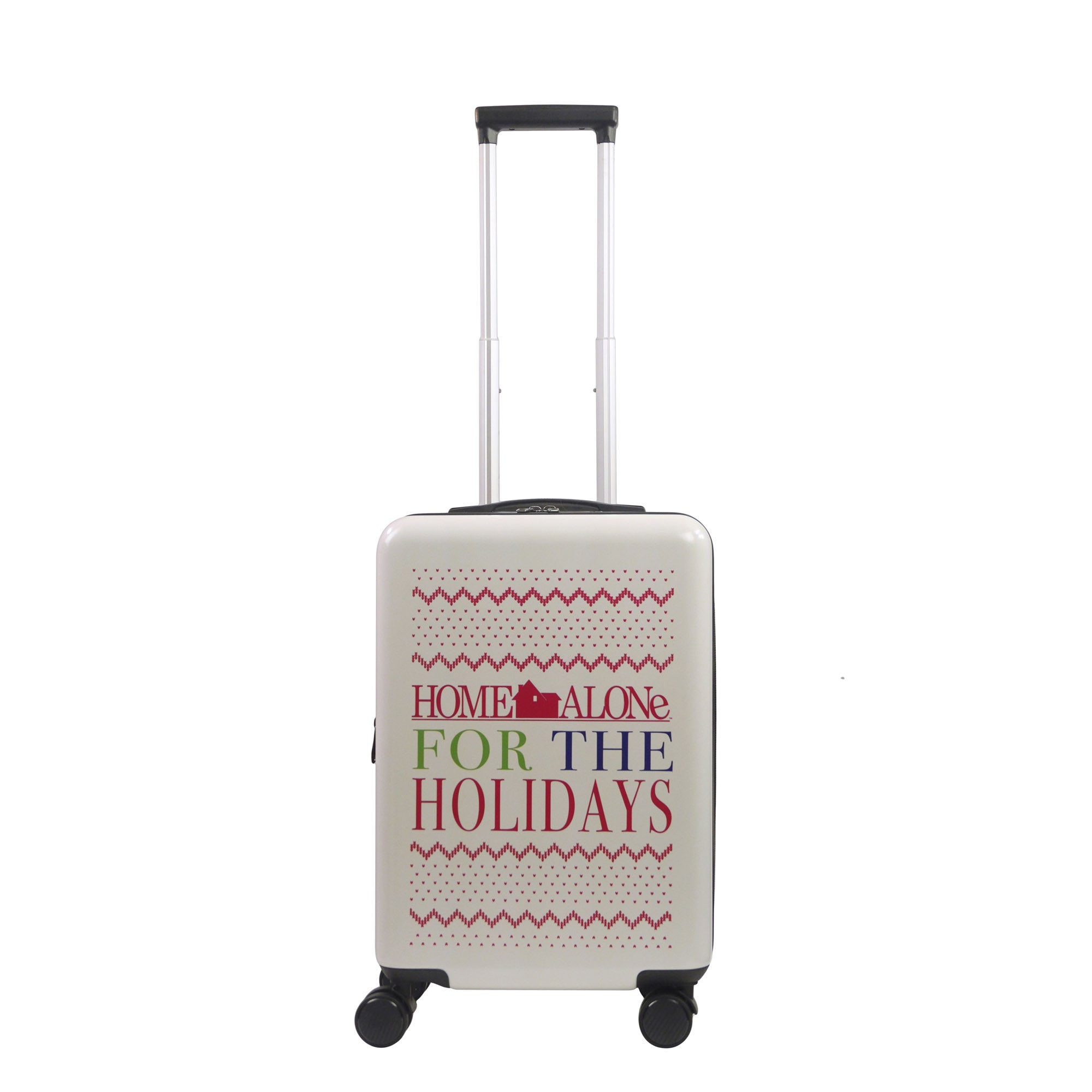 Home Alone Ful 22.5" Carry-On Home Alone For the Holidays logo White Spinner Suitcase Hard Side Rolling Luggage