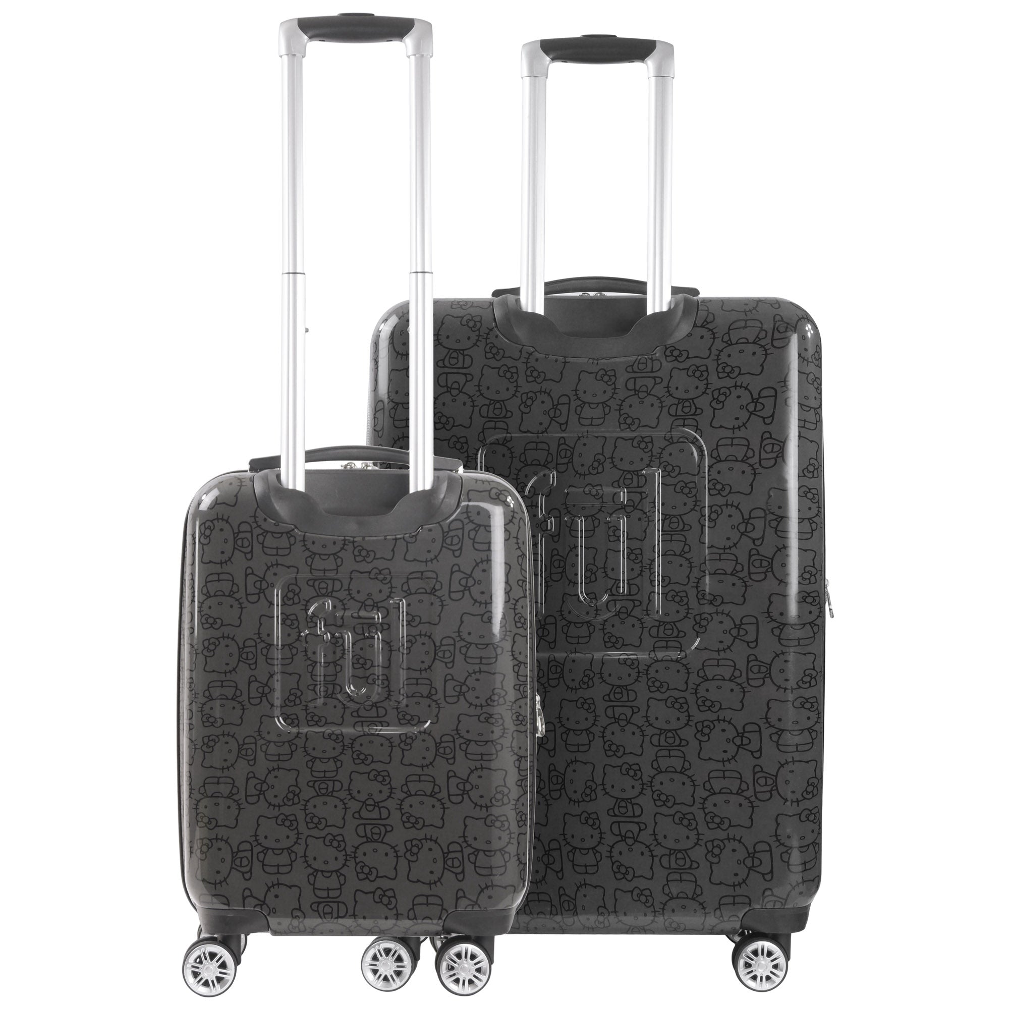 Hello Kitty All Over Print Hard-sided Pink Spinner Luggage 2 pc Set, Black