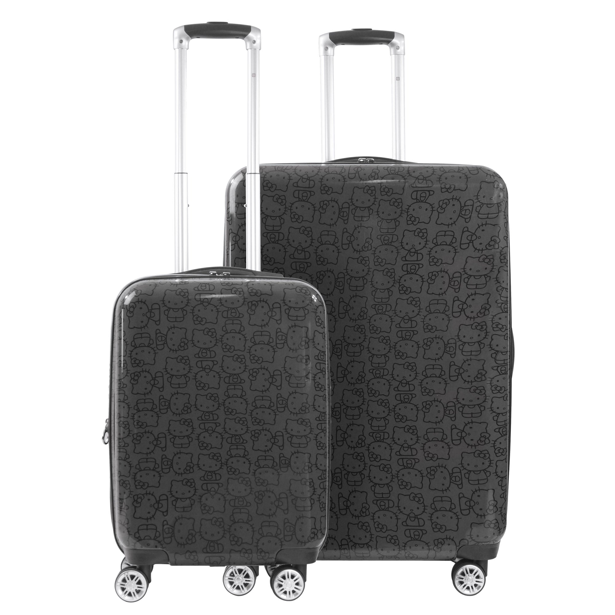 Hello Kitty All Over Print Hard-sided Pink Spinner Luggage 2 pc Set, Black