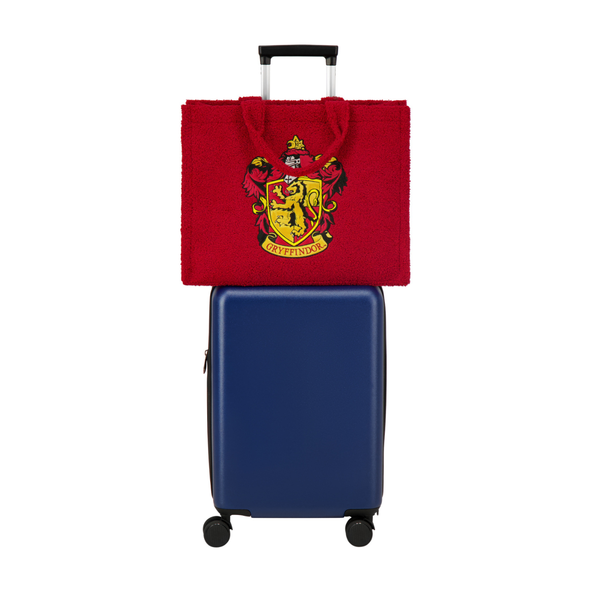 Harry Potter Gryffindor Crest Sherpa Travel Red Tote with Trolley band and adjustable removable shoulder strap