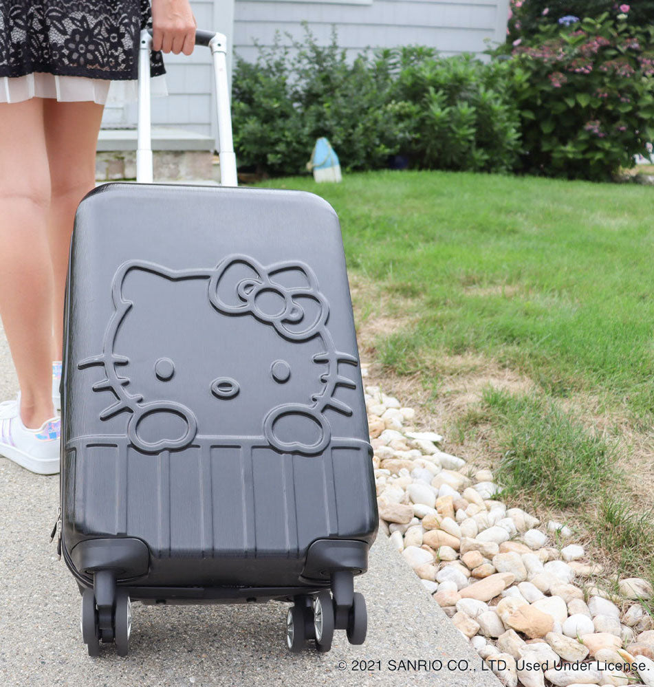 Hello Kitty Ful 21" hard sided spinner rolling carry on kids luggage suitcase black