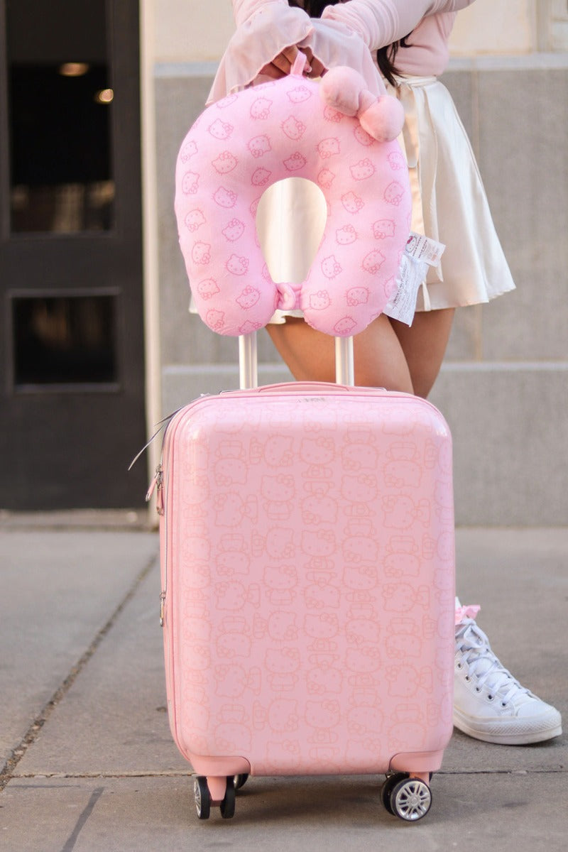 Hello Kitty Pose All Over Print 21" Hardsided Luggage Pink Carry-on Spinner Suitcase