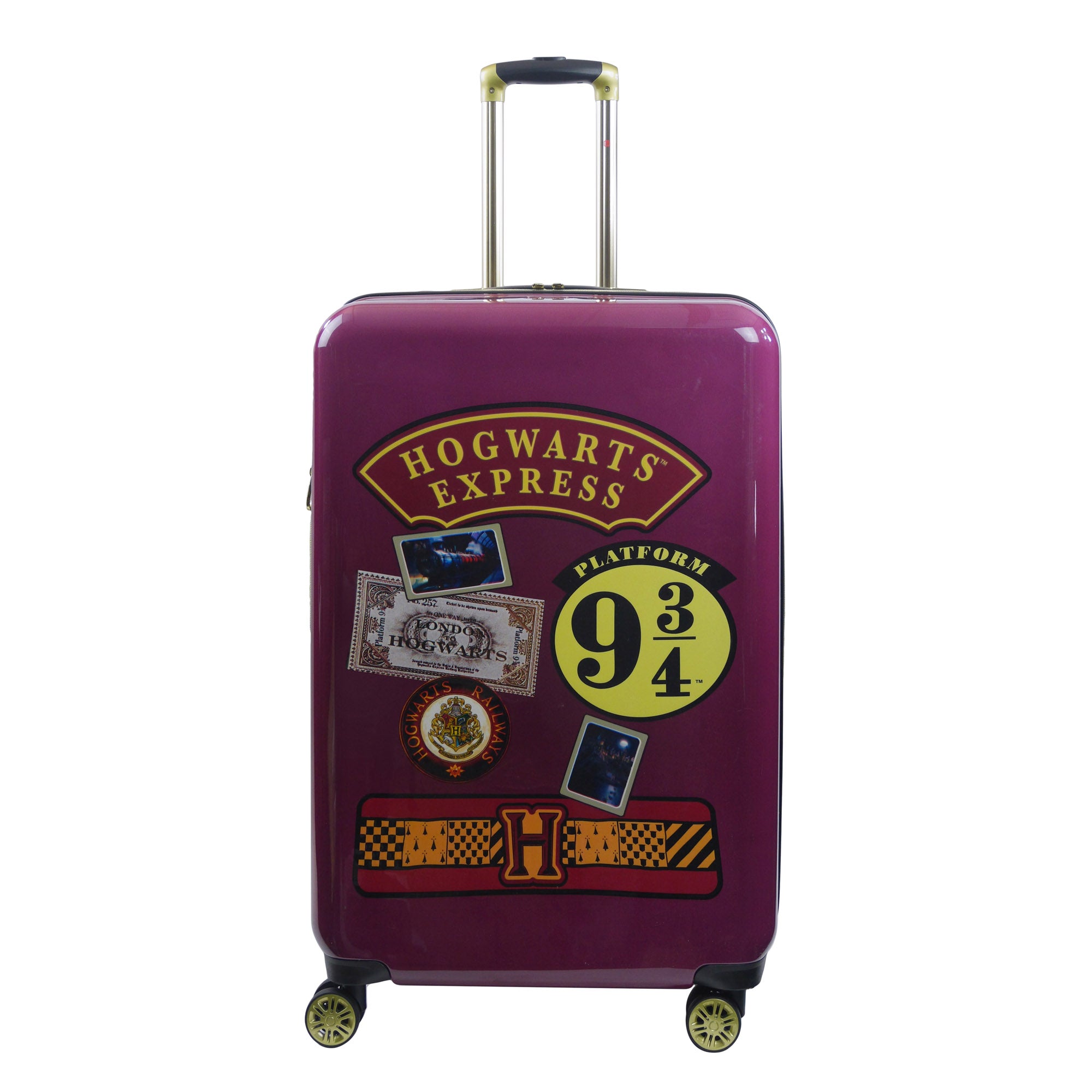 Harry Potter Hogwarts Express 29 inch checked spinner suitcase in Burgundy include 360 degree moving wheels - best spinner suitcase for traveling