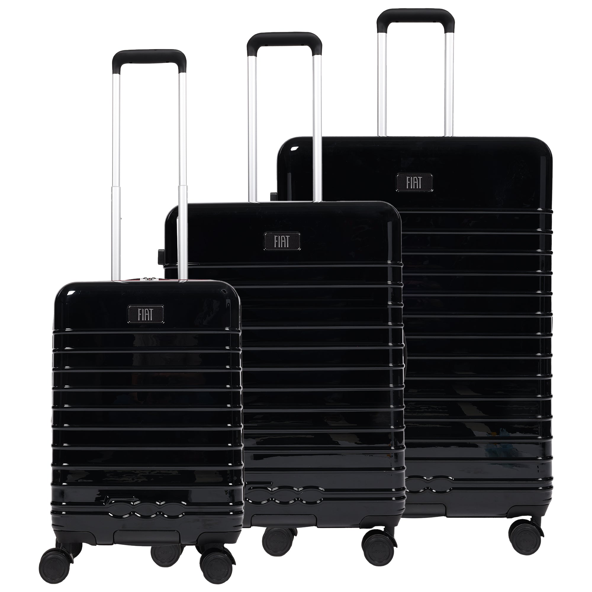 Fiat 500 x FUL 3-Piece Expandable Hardside Spinner Luggage Set – 22", 26.5", 31.5", Black