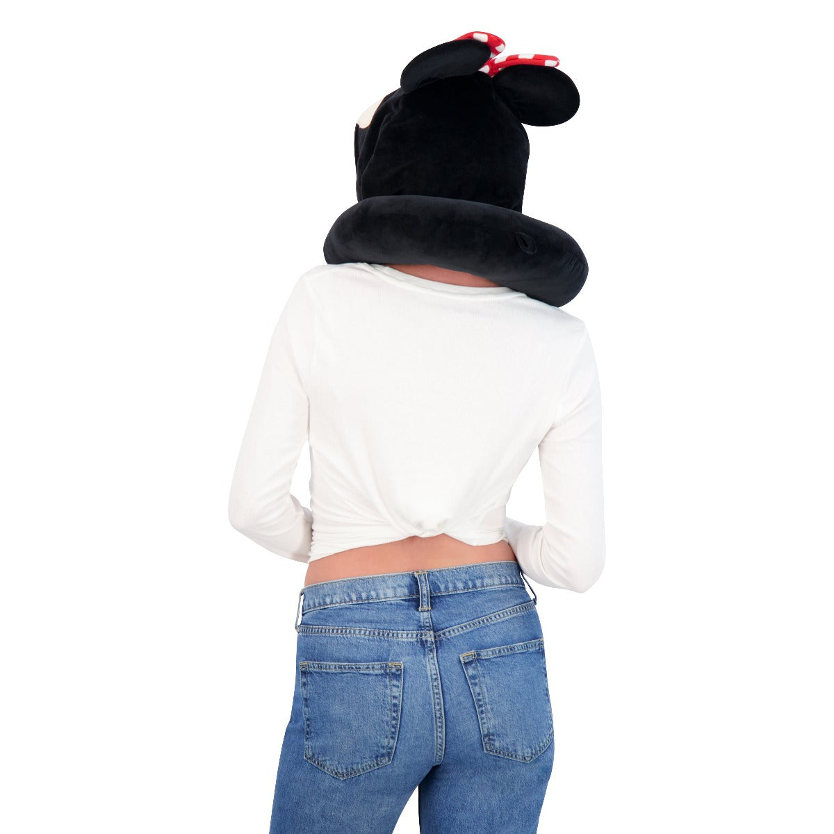 Black Ful Disney Minnie Mouse hooded neck pillow - best hoodie travel pillows for traveling adults and kids