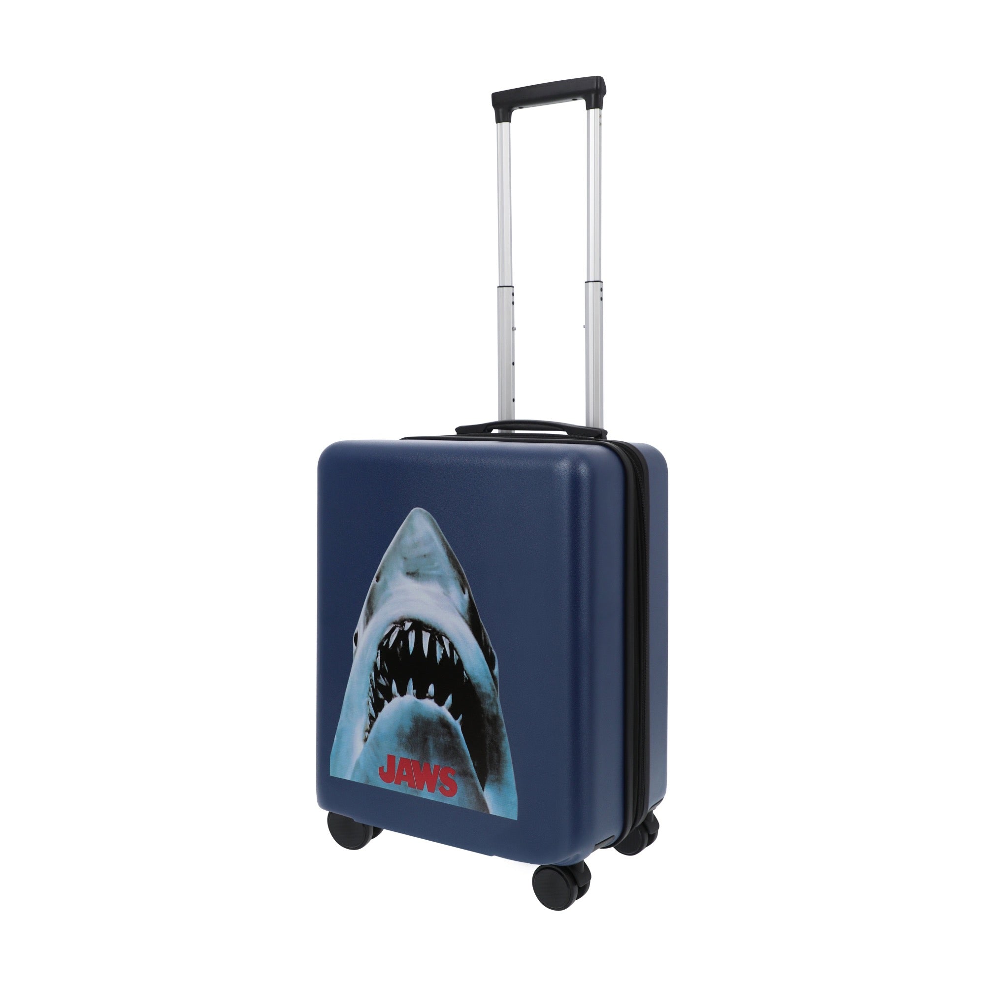 Navy blue NBC studios jaws 22.5" carry-on spinner suitcase luggage by Ful