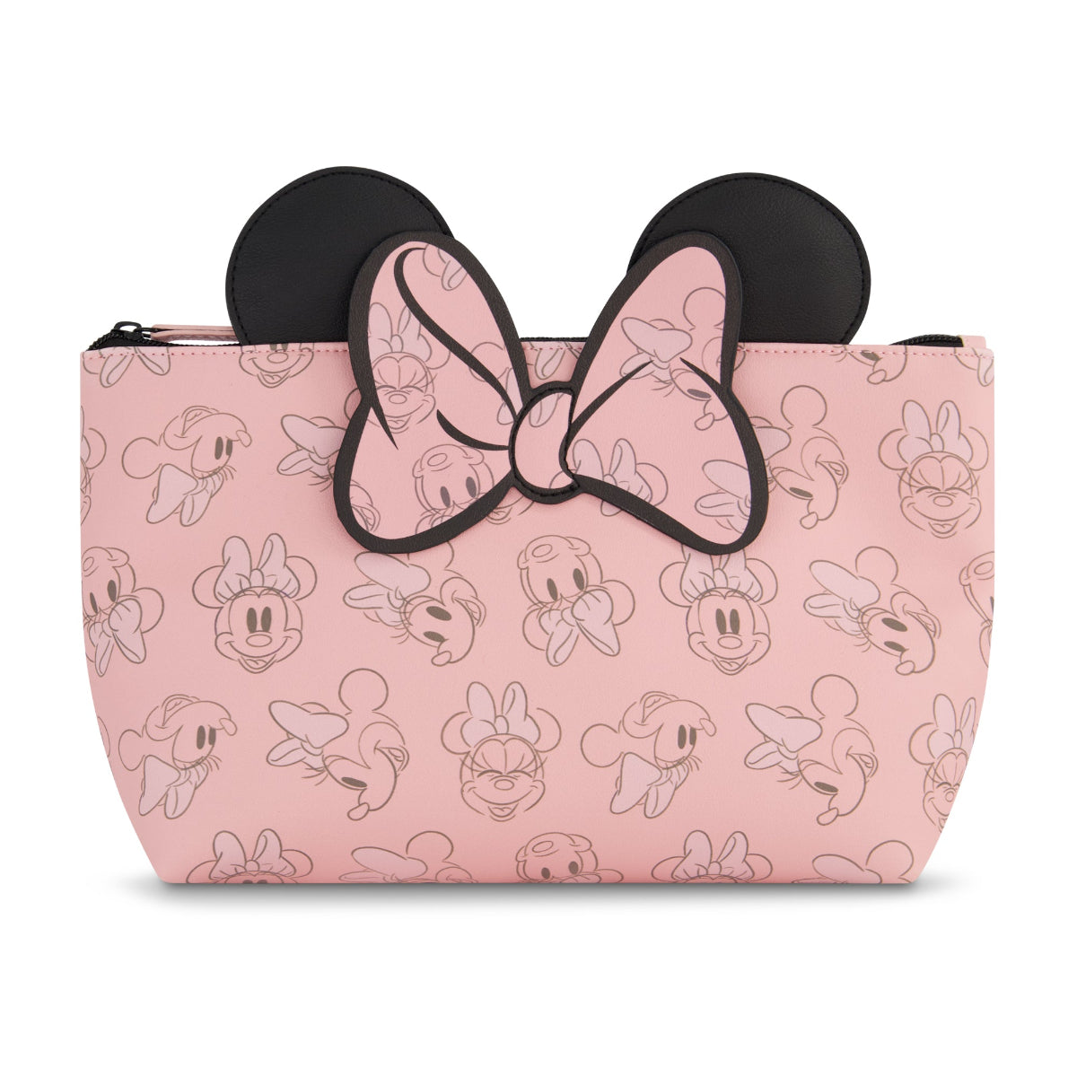 Officially licensed Disney Minnie Mouse 3D bow and ears pink cosmetic bag for Disney fans of all ages, perfect for holding all your beauty essentials.