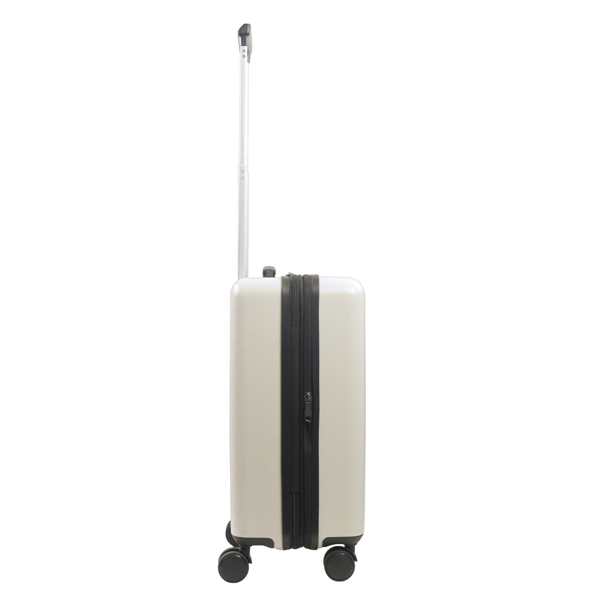 Officially licensed Marvel Deadpool 22.5" white carry-on luggage spinner suitcase featuring Deadpool's signature red & black color to his unmistakable logo.