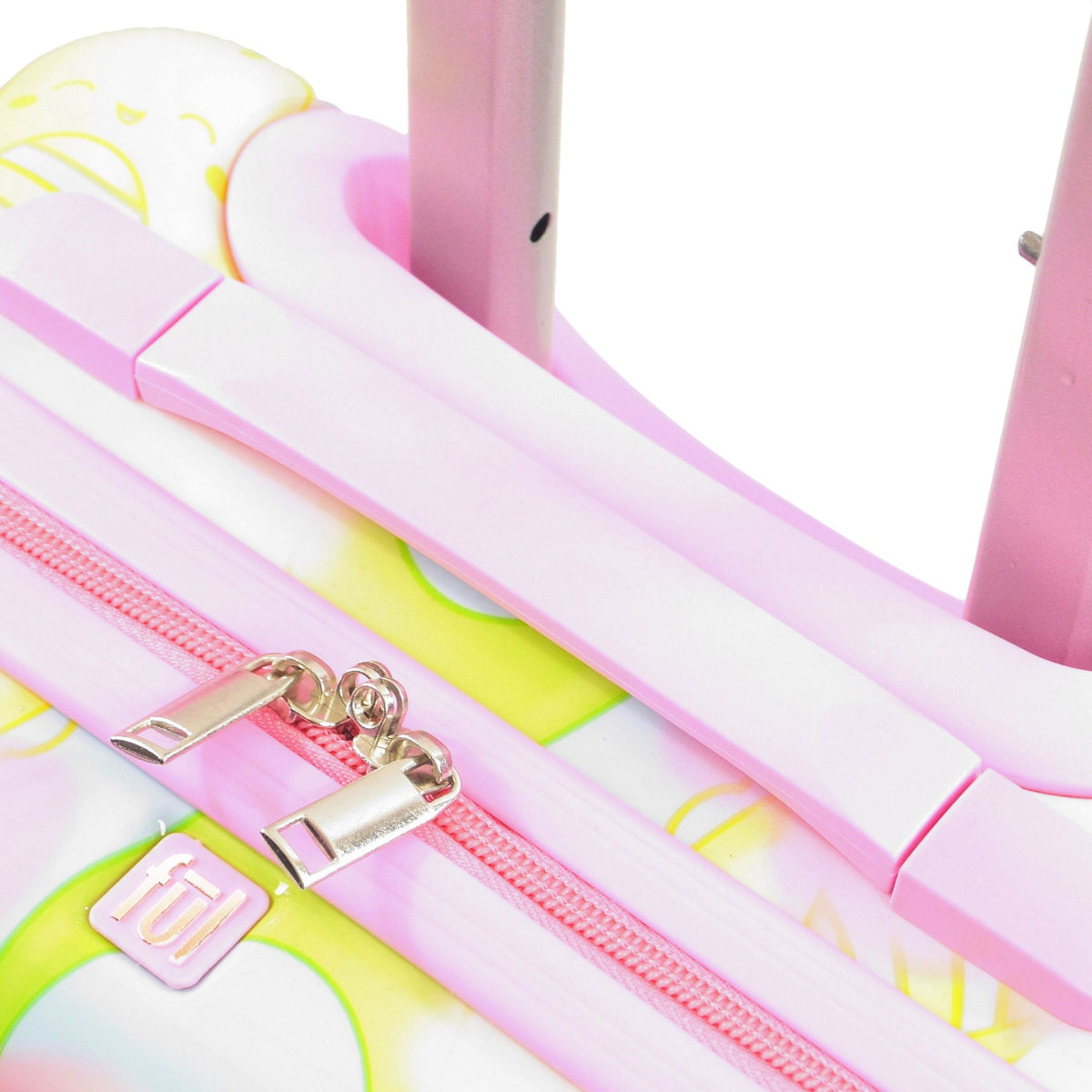 Officially licensed Squishmallows Clouds 2-piece luggage spinner suitcase set by FUL featuring a 21" hard-shell carry-on suitcase and a matching 13" backpack.
