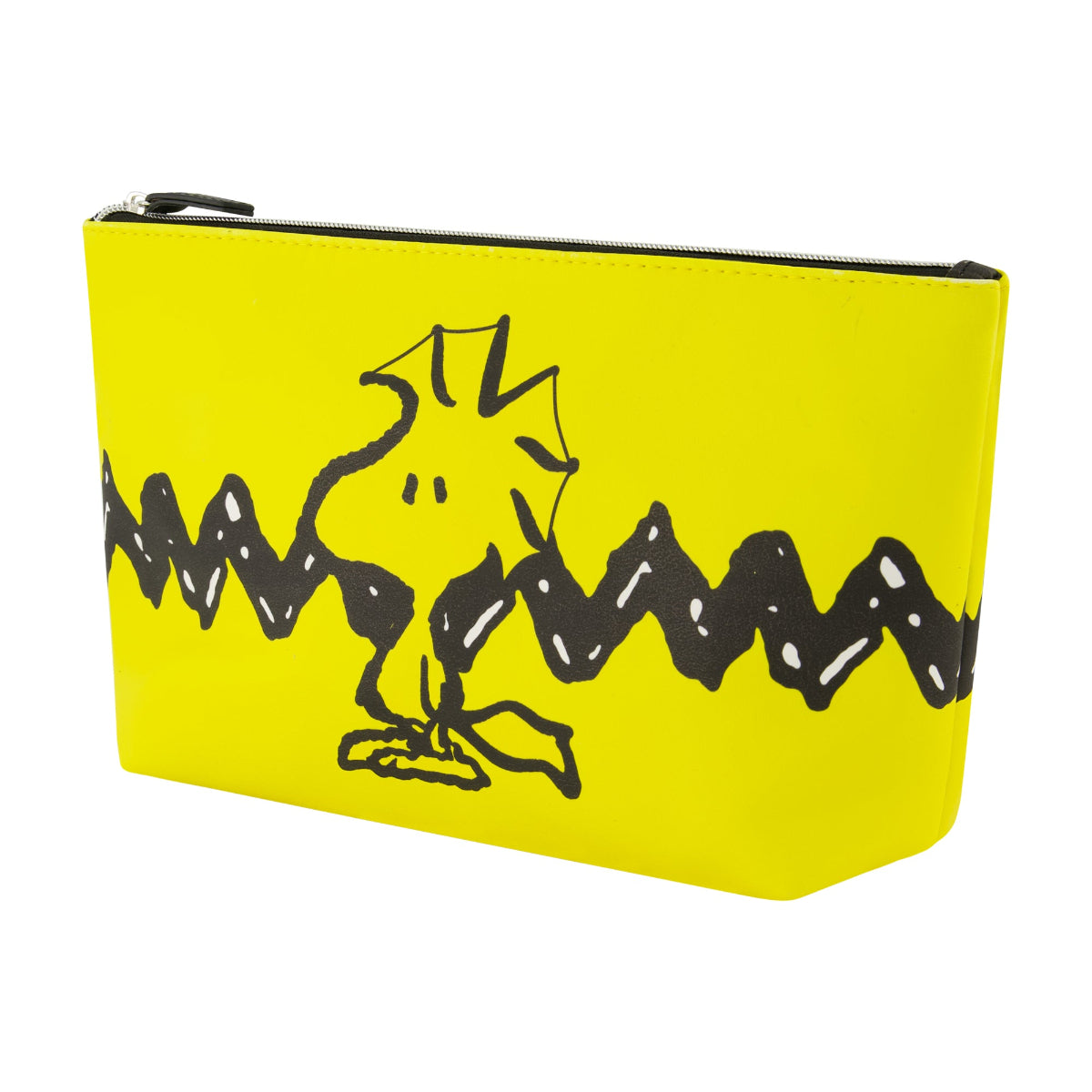 Peanuts Woodstock cosmetic bag featuring a bright yellow design with Woodstock