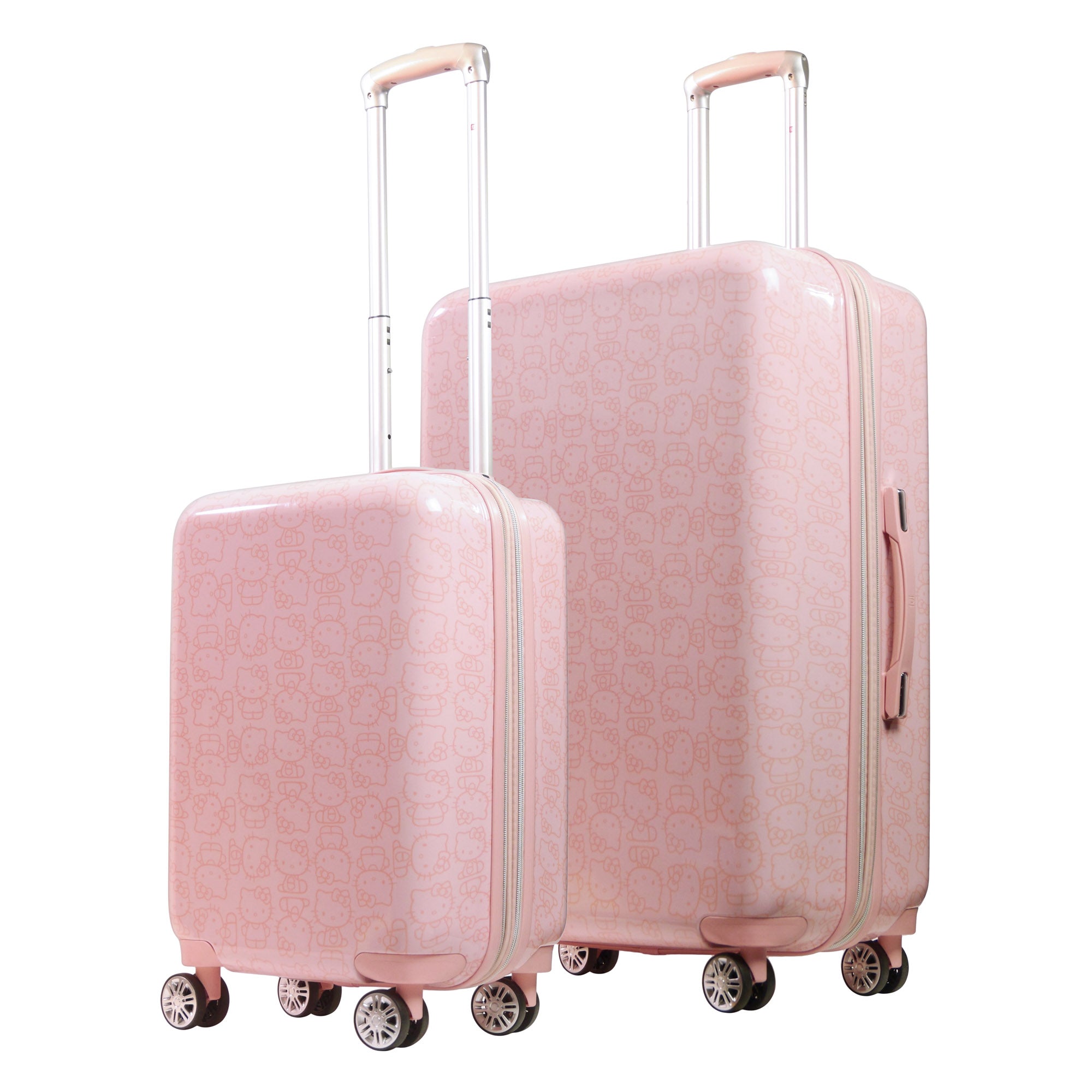 Hello Kitty All Over Print Hard-sided Spinner Suitcase Luggage 2 pc Set - best durable suitcases for travel