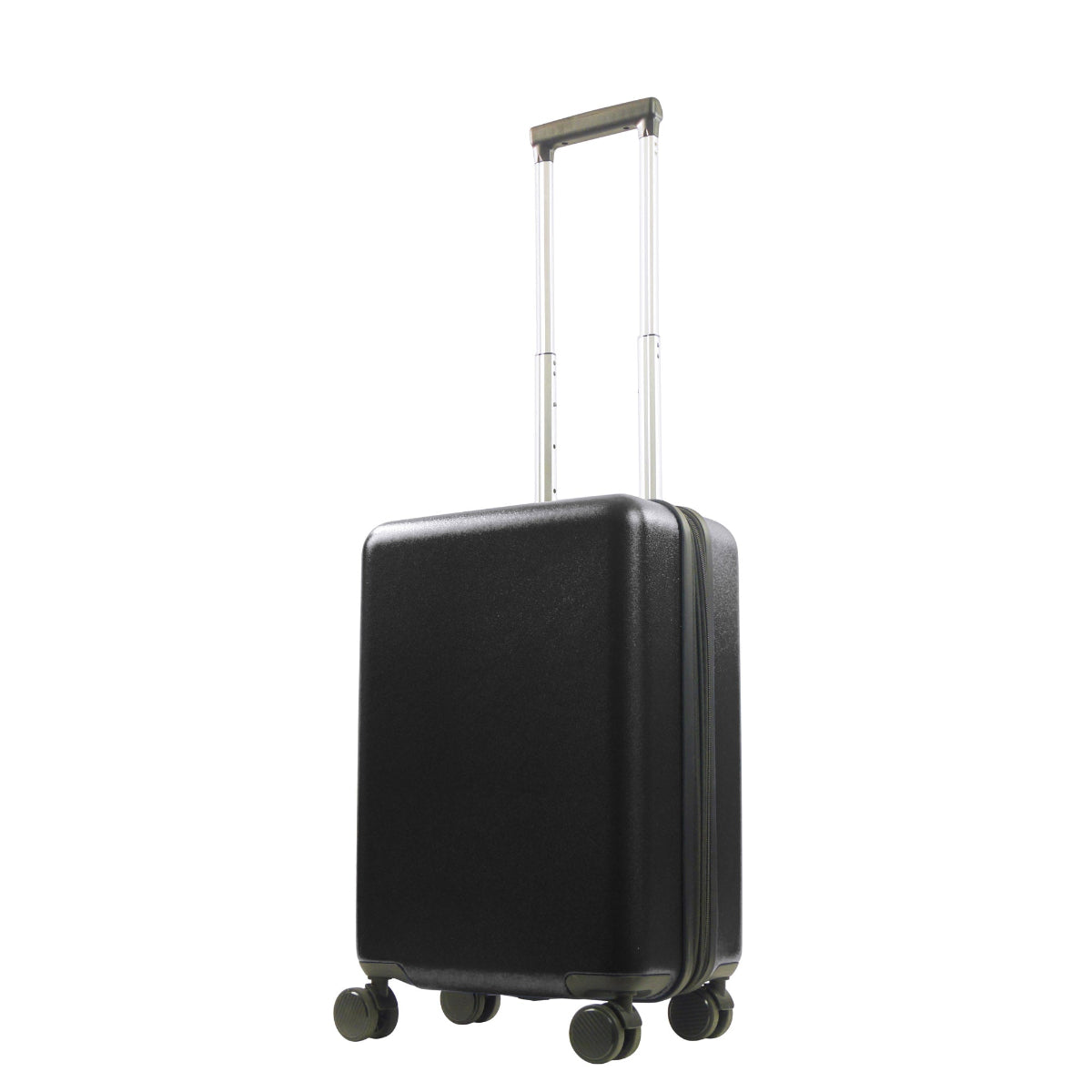 REVOLUTION 22.5" black carry-on luggage spinner suitcase. This sleek and durable carry-on features a hard-shell exterior to protect your essentials.