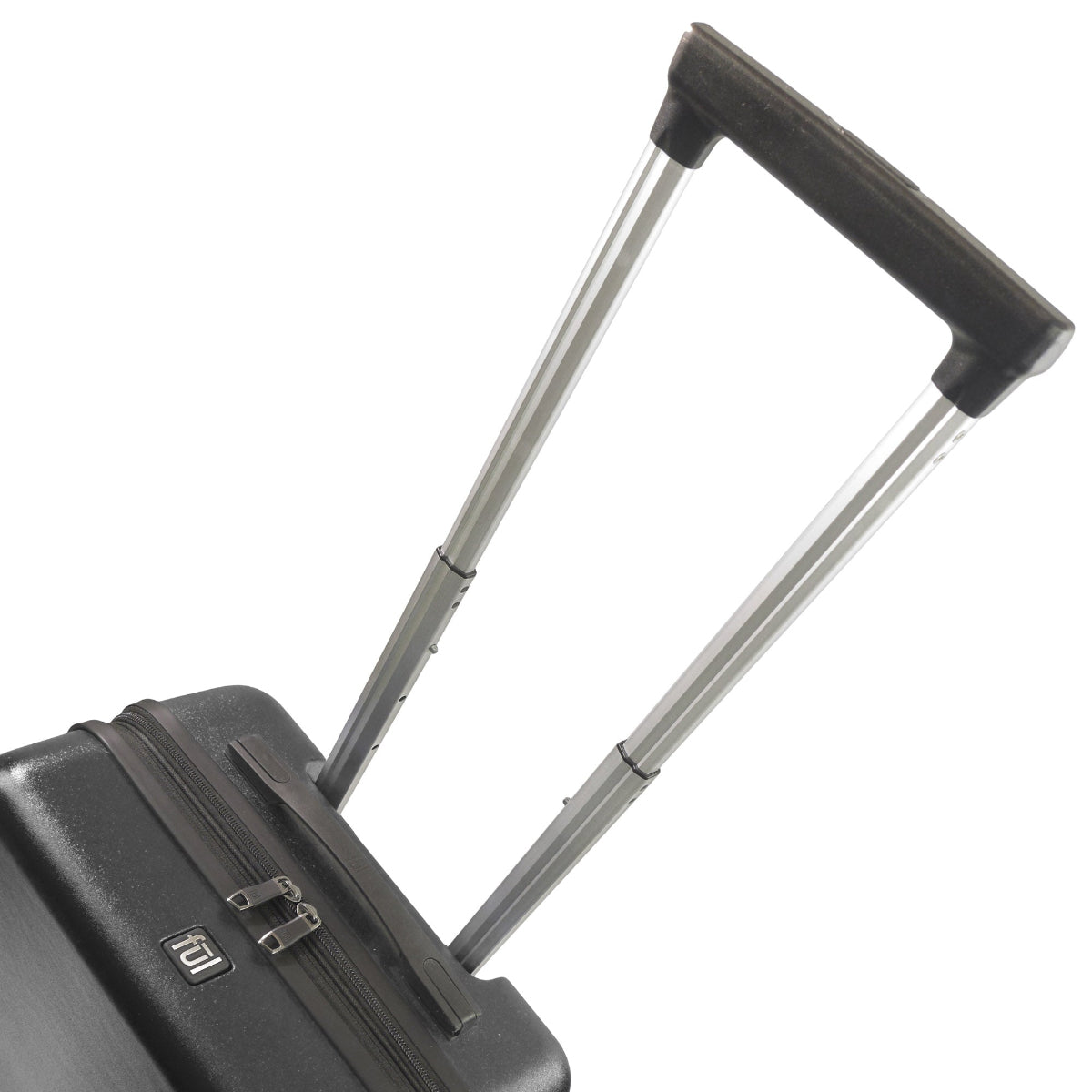REVOLUTION 22.5" black carry-on luggage spinner suitcase. This sleek and durable carry-on features a hard-shell exterior to protect your essentials.
