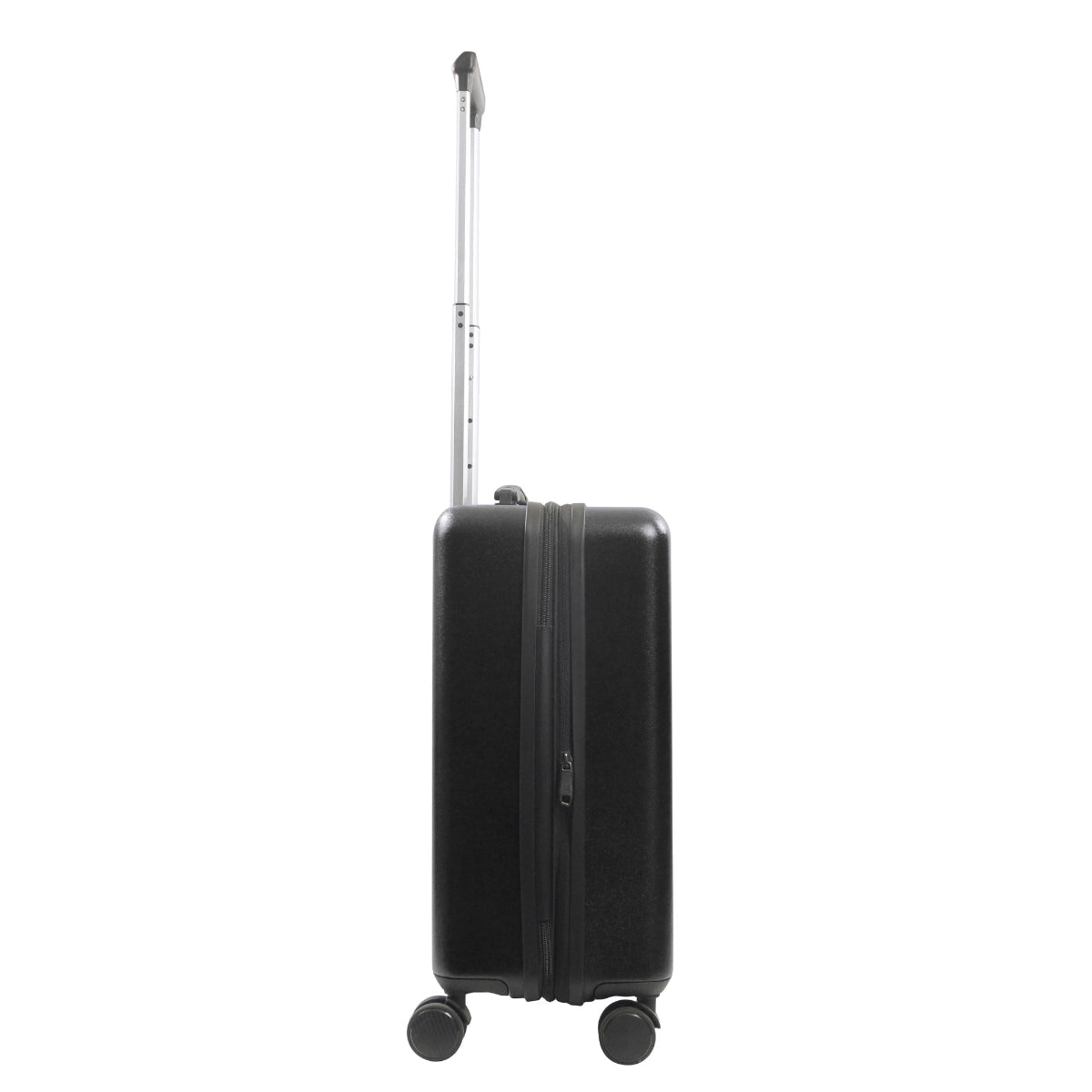 REVOLUTION 22.5" black carry-on luggage spinner suitcase. This sleek and durable carry-on features a hard-shell exterior to protect your essentials.