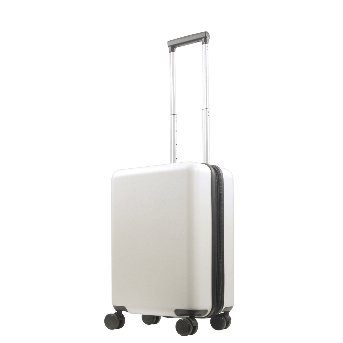Revolution 22.5" white carry-on luggage spinner suitcase. This sleek and durable carry-on features a hard-shell exterior to protect your essentials.