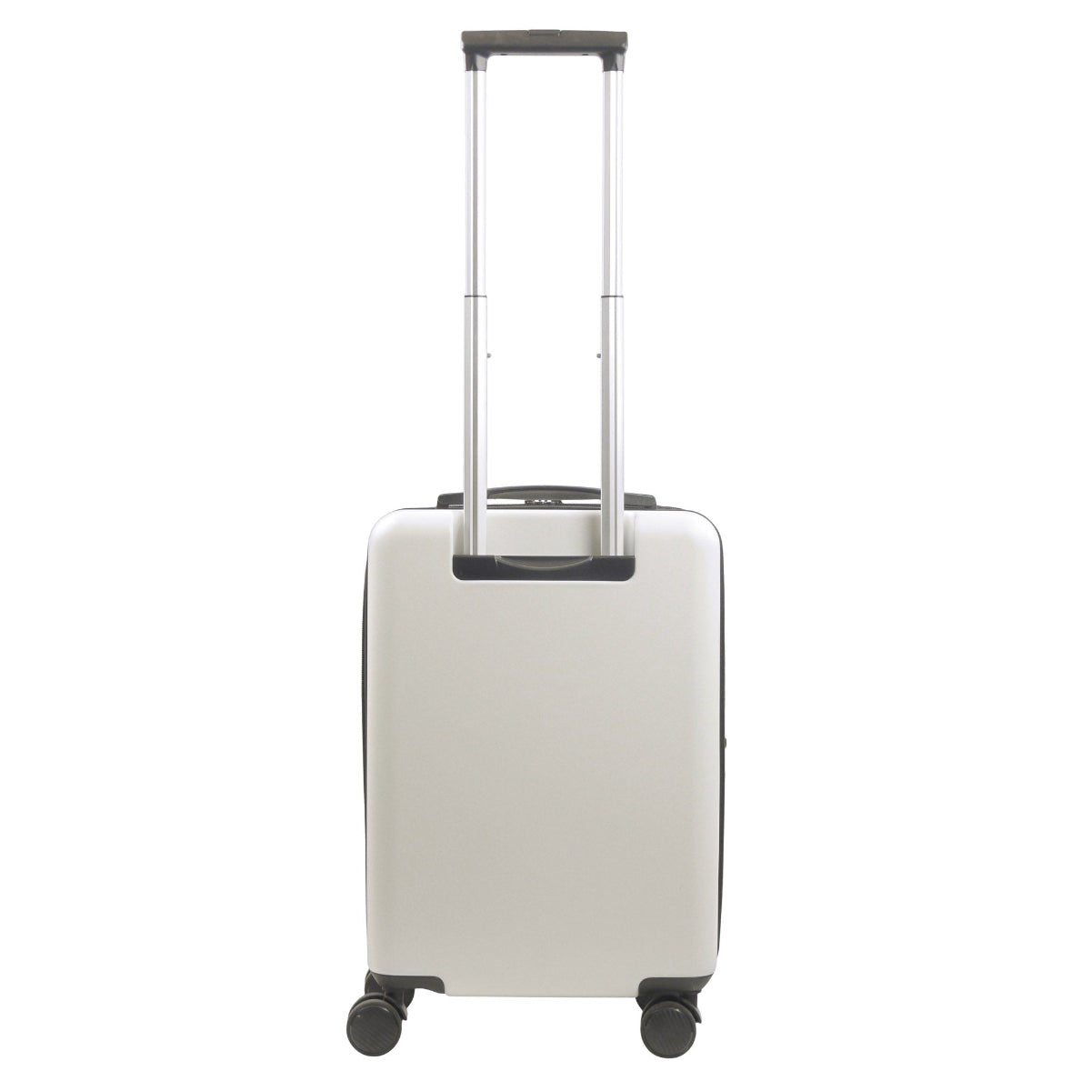REVOLUTION 22.5" white carry-on luggage spinner suitcase. This sleek and durable carry-on features a hard-shell exterior to protect your essentials.