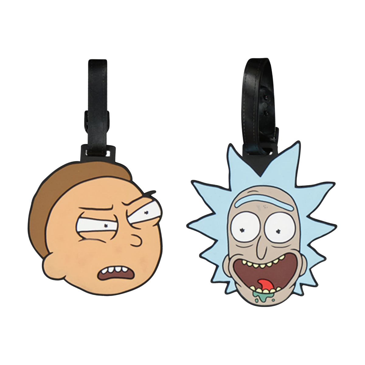 Rick and Morty Heads 2-Piece Black Luggage Tag Set