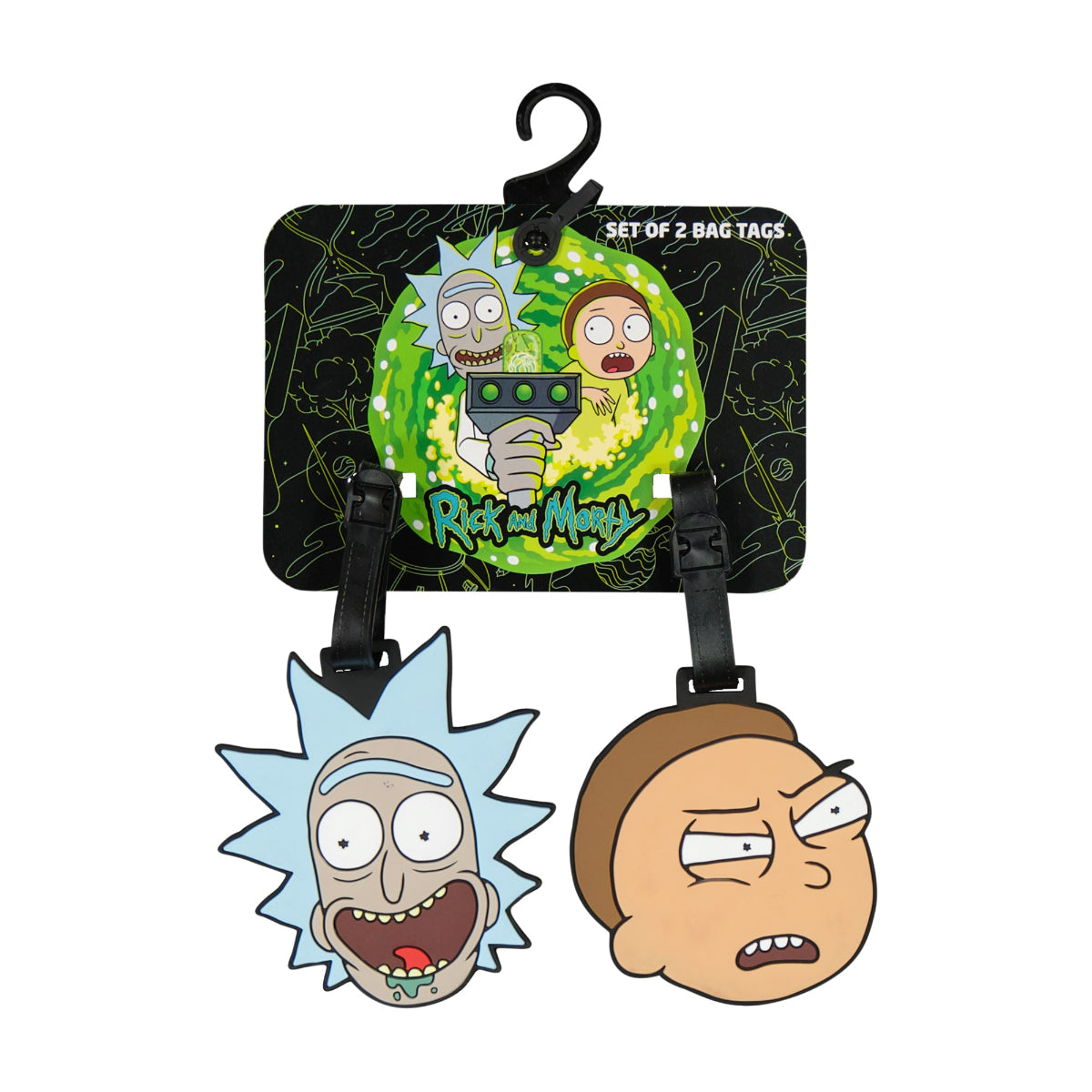 Rick and Morty Heads 2-Piece Black Luggage Tag Set